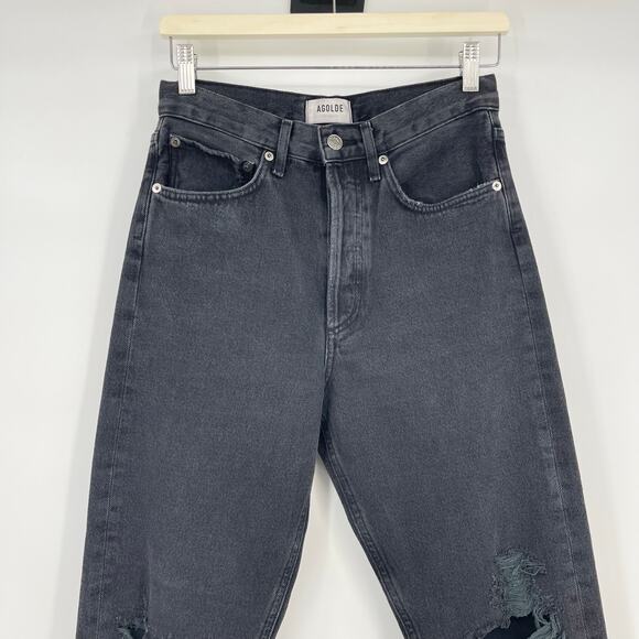 AGOLDE | 90’s Mid Rise Loose Smokestack Black Straight Leg Jeans 25 - Picture 6 of 11